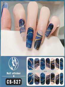 1pc No-Bake Marble Pattern Glitter Nail Stickers, Waterproof Peel-Off Nail Art Stickers, Full Nail Wrap, Women's Nail Art, Self-Adhesive Nail Stickers, Minimalist & Fashionable, Easy To Use, Suitable For Holiday Decoration, Party Decoration, Stage Decoration, Daily Decoration, Holiday Gifts, Birthday Gifts, A Perfect Gift For Loved Ones