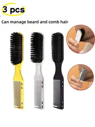 Peine multifuncional para hombres, cepillo para el cabello de hombres, herramientas y accesorios para el cabello de hombres, peine adecuado para hombres, un cepillo de doble uso para peinado y dar forma a la barba, con diseño de peine y cepillo, peine de doble propósito para peinar, dar forma a las cejas y el cuidado del cabello, herramientas para el cabello, productos y accesorios para el cabello para salón de belleza, peluquería, viaje, herramienta para dar forma a la barba de los hombres, peine de textura de cepillo, herramienta para cortar el cabello, puede cuidar de la barba y peinar el cabello