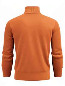 GRDR Men's Autumn/Winter Raglan Sleeve High Neck Sweater, Versatile Everyday Knit Pullover - Orange - View 3