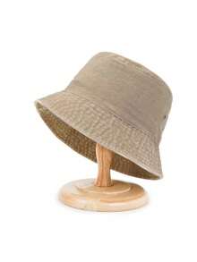 1pc Women's Solid Color Breathable Washed Bucket Hat, Suitable For Outdoor, Beach, Fishing, Daily Outfit, Spring/Summer - A - View 4
