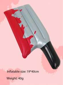 1pc New PVC Inflatable Prank Halloween Toy Knife, Interactive With Red Inflatable Toy Knife - Multicolor - View 2