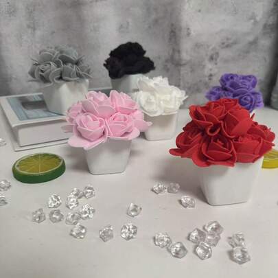 1pc/3pcs Artificial Mini Rose Potted Plant, Home Decor, Lobby Decoration, Mother's Day, Valentine's Day Party Supplies, Wedding Centerpiece