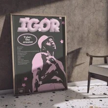 1 Pc Canvas Painting,IGOR, Creator, Album, Poster, Columbia,Wood Framed Painting (1) Thickness 2.5 Cm/ 1 Inch-Home Decoration For All Occasions,Ideal New Year, Valentine's Day,Thanksgiving,Easter,Christmas Gift,Room Decoration Aesthetic,Wall Decoration Art,Perfect Gift,Autumn And Winter Wall Decoration,Living Room Decoration, Bedroom Decoration, Kitchen Decoration, Entry Decoration, Bathroom Decoration, Direct Wall Painting, High Quality Wall Painting Poster,Modern Home Decoration Stretched And Framed Ready To Hang - 黑色 - 查看 2