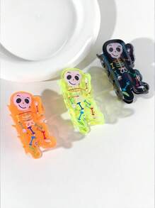 1 件女士万圣节畅销发爪亚克力骷髅头多功能节日氛围发夹发饰女爪夹秋季配饰