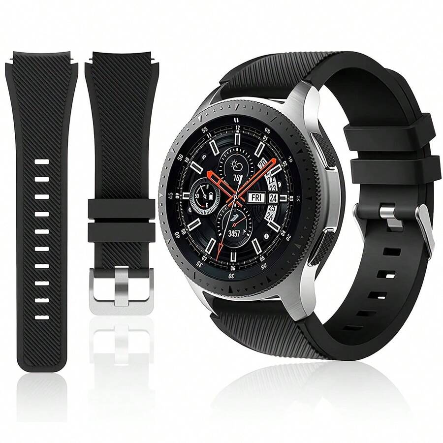 Silicone Strap For S3, Compatible With Galaxy Watch 3 45mm Strap/Galaxy Watch 46mm/Gear S3 Frontier, 22mm Men's Smart Watch Silicone Quick Release Strap