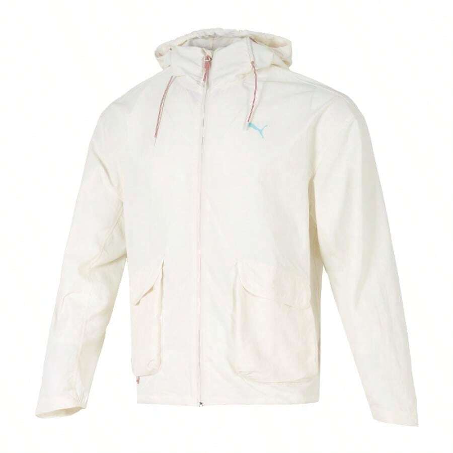 Puma WARDROBE ESS HC Woven Jacket, Hooded, WINDCELL Technology Windproof, Water-Repellent, UPF50+ Sun Protection, For Men Outdoor, Running, Fitness - Warm White - View 1