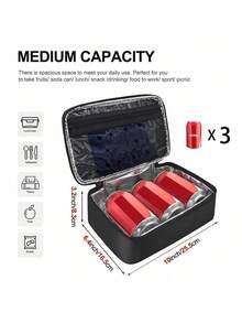 1 件小型学校用品非食品接触午餐盒午餐袋男女保温学校便携式午餐盒午餐袋工作野餐旅行（黑色）女士午餐袋冷藏袋学校午餐盒 - 黑色 - 查看 2