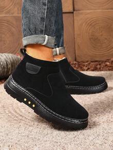 Herren Schneestiefel, neue Winter Schnee Stiefel bis zur Wade, rutschfest & verschleißfest Einfarbig, vielseitig einsetzbar für Outdoor, leicht & bequem mit Seitlichem Reißverschluss