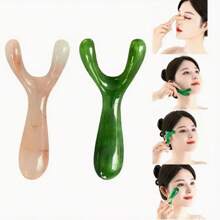 Ergonomic Y-Shaped Resin Massage Tool - 5-Point Relief For Face/Eyes/Nose/Ears/Hands, Portable Gua Sha Shaping Stick, Suitable For SPA, Travel And Office Self-Care, Mother's Day Gift Set, Christmas Gift, Pink Travel Massager, Christmas Stocking Stuffer, Gift For Men - Multicolor - View 2