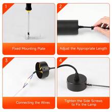 CANMEIJIA 85-265V GU10 吊灯,黑色复古圆柱线吊灯,适用于家居装饰、吸顶灯、客厅、卧室、厨房、商店、橱窗、餐厅、酒吧、沙龙、展览馆、阅览室、咖啡厅、酒店、服装店、走廊、门厅 - GU10圓筒吊燈附圈款 - 查看 11