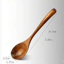 1pc Wooden Rice Spoon, Long Handle Wooden Spoon For Eating, Mixing, Noodles, Soup, Home Use