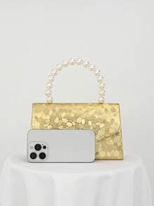 Elegante bolso de noche para mujer con decoración exquisita de perlas falsas, adecuado para fiestas, bodas, bailes de graduación, cenas/banquetes, que combina a la perfección con vestidos de novia, vestidos formales y vestidos de cumpleaños