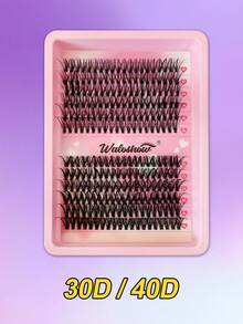 Waloshow DIY睫毛嫁接套装，240根单根假睫毛，10-16mm混合装，40D、50D睫毛簇，含睫毛粘合剂和封口胶，睫毛嫁接工具。 - 黑色 - 查看 12