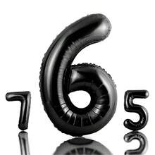 40 英寸黑色数字铝箔气球，大型聚酯数字气球，适用于生日派对装饰、结婚周年纪念活动装饰 - 黑色 - 查看 13