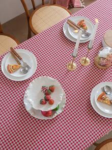 1 件红格子和绿色桌布，波西米亚休闲清新风格餐桌布，适用于酒店、餐厅、卧室、客厅、派对、户外聚会、节日装饰、秋季装饰、房间装饰 - 紅色 - 查看 7