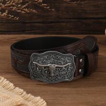 1 buc Curea versatilă Western Cowboy cu imprimeu în relief, casual Boho, din piele PU, cu ținte, la modă, casual, versatilă, elegantă pentru tineret, potrivită pentru toate anotimpurile, vară, școală, afaceri, iubit, soț, tată, tată, bărbați, cadou, purtare zilnică, modă, adolescenți, activități în aer liber, vacanță, atletic, călătorii, stradă, Boho, vintage