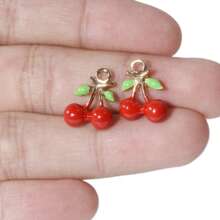 2 piezas/15 piezas/24 piezas Lindos dijes de aleación de zinc esmaltados con diseños 3D realistas de comida, animales, frutas, pasteles, sandía, corazón, cereza, chile, ideales para manualidades y elaboración de joyería