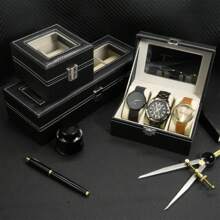 2/3/6/10/12 Slot PU Leather Watch Box Display Case Jewelry Organizer With Glass Top Men Watch Bracket Display Box Gifts