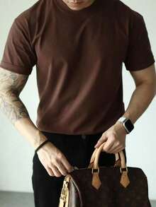 Plain Short Sleeve T-Shirt 100% Cotton Basic S-G3 - Rỉ Nâu - Xem 2