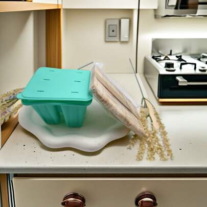 1PC Solid Color Silicone Ice Cream Mold 4/6/10 Grid Set, Summer Dessert Tool, Non Stirring Ice Cream DIY, Reusable Frozen Dessert Mold, Cute Ice Stick Shape, Festival Party Dessert Tool, Easy To Clean Kitchen Small Tool