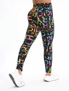 秋冬新品，时尚优雅的女士黑色泼墨印花紧身裤，粉色花卉柔软弹力九分裤，红色爱心字母图案七分紧身裤，适合健身、散步、户外、工作、派对、瑜伽、深蹲、举重、塑身