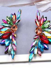 Pair Of Elegant Vintage Exaggerated Drop Earrings With Irregular Long Cubic Synthetic Zirconia Pendants - Multicolor Synthetic Gemstone Dangle Earrings For Women, Design For Daily Wear & Gift Giving, Daily Wear Earrings - Bông tai - Xem 7
