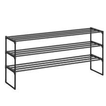 Scarpiera a 3 Ripiani, Scaffale Portascarpe in Metallo, per 20-24 Paia di Scarpe, Verticale o Capovolto, Impilabile, Ingresso, 30 x 117 x 55 cm, Nero - nero - Visualizzare 5