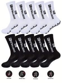 1/3/5/10 Pairs Of Dual-Color Youth Mid-Tube Sports Socks, Sweat-Absorbing, Breathable, And Comfortable Socks, Suitable For Youth Basketball Training, Outdoor Activities, Gym, And Autumn., Cozy