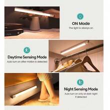LED Strip Motion Sensor Light, 3 Modes Adjustable, USB Rechargeable, Magnetic Stick-On Bedside Lamp, Suitable For Wardrobe And Cabinet, Indoor Lighting With Night Light Function - 白色外殼 - 查看 6