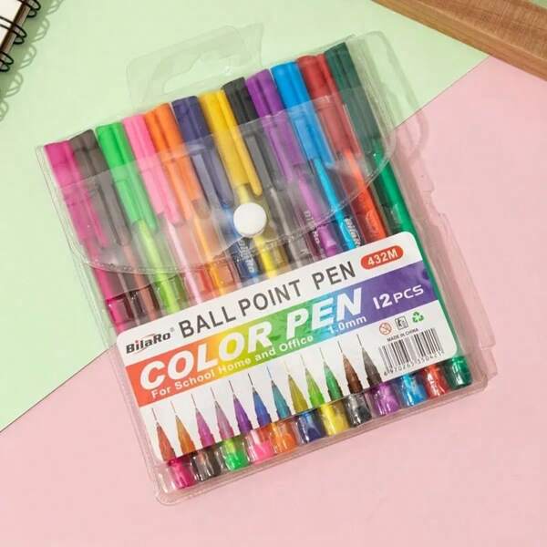 12 stylos à bille de couleurs, design de baril triangulaire pour une prise en main facile, écriture fluide, stylos à bille multicolores créatifs convenant pour l'apprentissage, la prise de notes, le bureau, l'école, l'usage quotidien. Design durable, séchage rapide, léger. Pour les fournitures scolaires, la rentrée scolaire