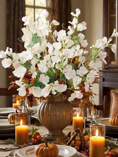 1pc Pea Flower, Peablossom, Artificial Flower, Polyester Fibre Material, Home Decoration, Garden Decoration, School Dormitory Decoration, Harvest Festival, Halloween Decoration, Party Event Holiday Party Decoration, Hotel Restaurant Living Room Bedroom Wedding Kitchen Garden Decoration, Spring/Summer Decoration