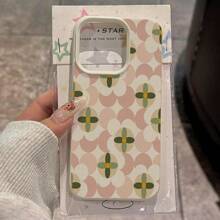 1 件 TPU 材质优雅粉色花卉格子全屏图案手机壳，适用于 /手机防水防震防摔防刮