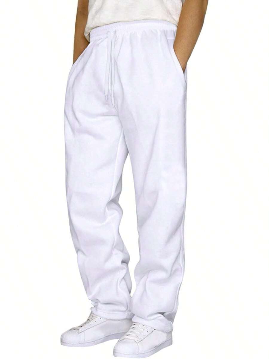 Stretch Jogging Pants For Men Cotton Sweatpants Loose Fit Straight Cut Casual Pants Summer Outdoor Lightweight Training Pants With Zipper Pockets Relaxing Pants - W6 - White - View 1