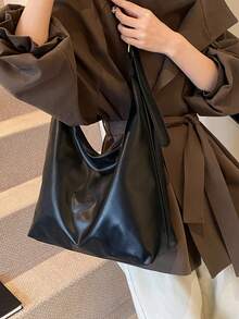 Túi Tote Lớn Thời Trang Cho Nữ, Túi Đeo Vai Thiết Kế Mới, Chất Lượng Cao - màu đen - Xem 3