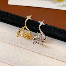 1pc Men's Silver Spiral Star Zirconia Single Ear Clip