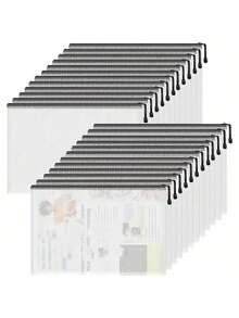 [Pungi de depozitare impermeabile] 20 de bucăți de pungi de depozitare impermeabile, format A4 (15''x11''), inclusiv pungi de dosare cu fermoar, pungi de plasă din plastic și pungi de depozitare pentru jocuri de societate, potrivite pentru birouri și școli, negre, pentru rechizite școlare, pentru întoarcerea la școală - negru deschis - Vizualizare 8