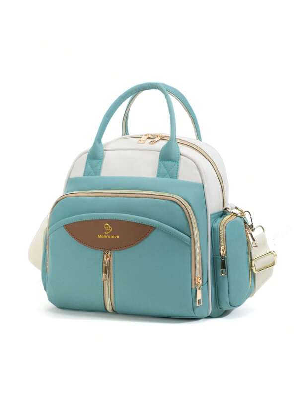 1pc Fashion Mummy Backpack, Multi-Function Maternity Bag, Large Capacity Diaper Bag, Portable Travel Mommy Bag, Can Be Hung On Stroller