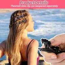 D4Pcs Braided Hair Clips Sparkling Crystal Stone Hair Clips Short Duckbill Clip Braid Tool For Women Ladies Girls Braided Styling Accories5001 - Có màu - Xem 6