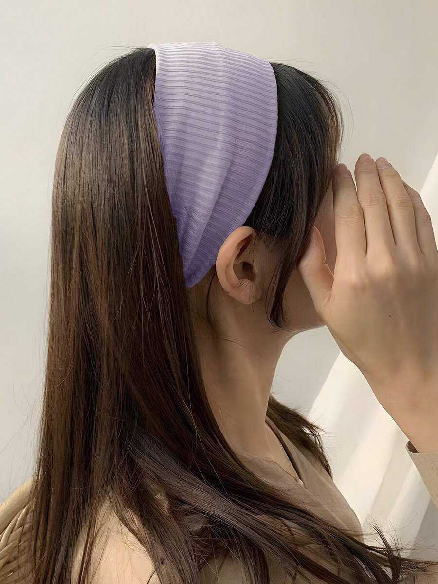 女士发带吸汗发带 1 件装 简约针织发带，学院风街头时尚运动发带，粉色/黑色/白色多色可选，男女通用，适合所有季节的时尚发饰，秋季配饰，秋冬季度假穿搭，女士优雅围巾，女士头巾，柔软头巾