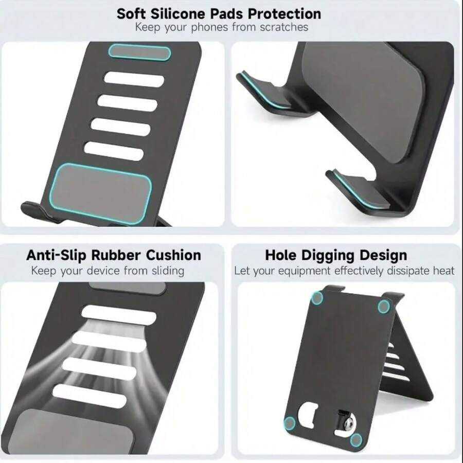 手机支架，可调节角度折叠式手机支架，带防滑底座，兼容所有手机，塑料桌面支架，免提观看，手机支架，平板电脑支架，手机配件，电子配件，坚固的结构，适合女性收纳整理器，旅行必需品，返校宿舍收纳秋季装饰 - 彩色 - 查看 1