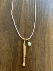 Summer Ocean Series Stainless Steel Fish Pendant Necklace, Colorful Rope Necklace, Fashionable & Unique