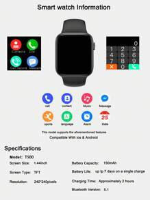 1 Stück unisex Silikon Armband Smartwatch mit hochauflösender Anzeige, Handyanrufe, Soziale Benachrichtigungen, Mehrere Sport-Modi, kompatibel mit iOS & Android, geeignet für den täglichen Gebrauch