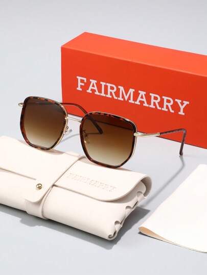Fairmarry 1pc Leopard Ins Style Elegant Intellectuality Superior Quality Brand Design Women Fashion Eyeglasses For Driving Fishing Outdoor Casual Activities Tropical Beach Vacay Musical Festival Accessories Ideal Choice For Gift Square Shape Shades