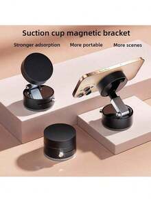 1pc Foldable Telescopic Vacuum Suction Cup Magnetic Car Phone Holder, Multi-Functional Slouchy Bracket - Multicolor - View 5