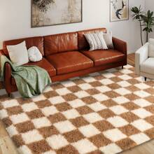 5x7 Feet Checkered Area Rugs For Living Room, Black And Pink Modern Shag Plaid Rug Washable Non-Slip Large Area Rug Super Soft Indoor Fuzzy Carpet Fluffy Rugs For Bedroom Home Aesthetic Decor