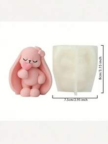 1pc Cute Rabbit Heart Silicone Candle Mold - Detailed & Easy Release, Suitable For Candle/Resin/Clay, Easter Gift Silicone Mold - White - View 3