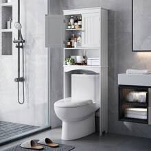 Asofer Toilet Cabinet Bathroom Storage Shelf With Cabinet, Toilet Shelf Shelf Over Toilet, Toilet Organizer Rack, Freestanding Toilet Space Saver With Adjustable Shelves, 167x60x23cm, White, Valentine's Day Ideas - 白色 - 查看 1