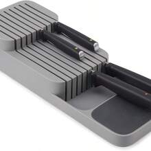 1 pieza Organizador práctico de cajón Caja de almacenamiento de separación de cuchillos Accesorio de cocina Bandeja para cubiertos Soporte para utensilios Estante de encimera Recipiente para vajilla Diseño compacto Solución de ahorro de espacio Organizador duradero Colores gris y verde Organizador moderno para el hogar Cocina Divisor de compartimentos Carro multiusos Elegante y funcional - Multicolor - Ver 9