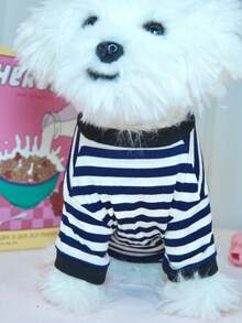 Striped Short Sleeve Pet Outerwear For Pomeranian & Poodle Dogs
