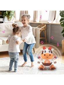 Jouet de danse de vache électrique pour enfants avec musique et lumière, jouet d'apprentissage de la petite enfance, cadeau d'anniversaire, cadeau de Noël (3 piles AA non incluses) (certaines pièces sont envoyées au hasard)